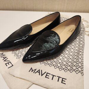 Mavette Fiona Pointed Toe Flat in Black Patern Leather shoes